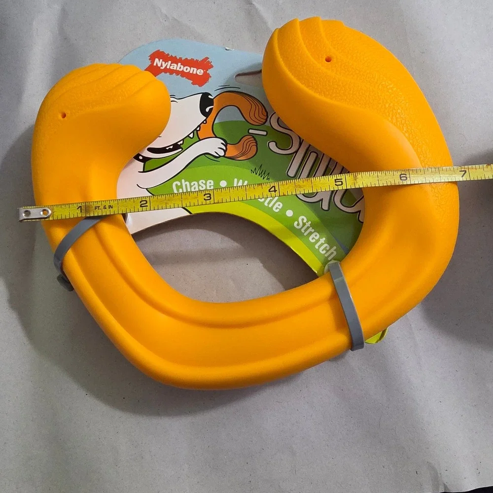 Nylabone C-shuu Dog Toy Orange Stretchy Interactive Chase Wrestle Stretch Toy